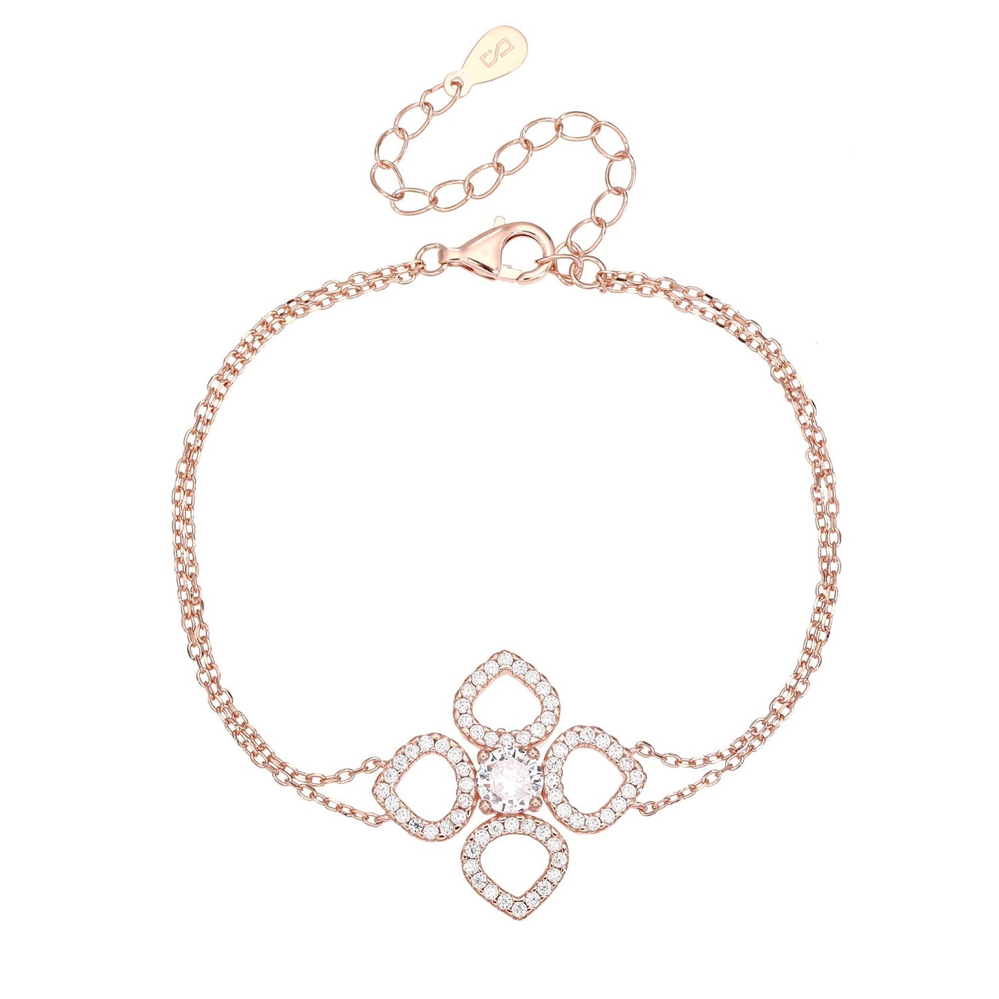 צמיד פרח משובץ בציפוי זהב אדום