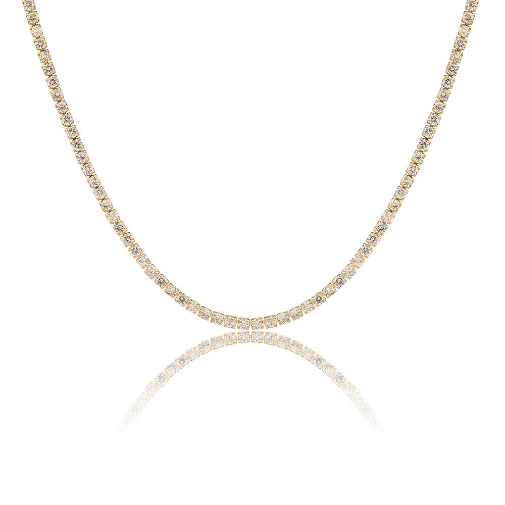 שרשרת טניס צ׳וקר בציפוי זהב