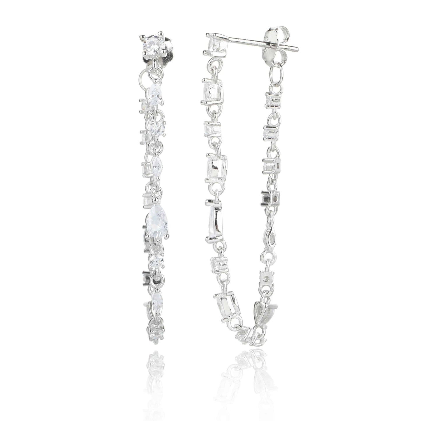 עגילים נופלים משובצים כסף 925