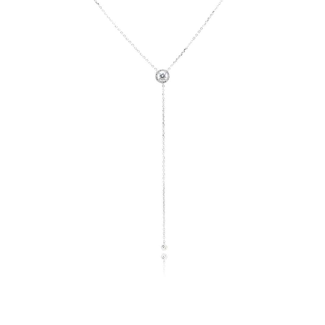 שרשרת עניבה נופלת משובצת כסף 925