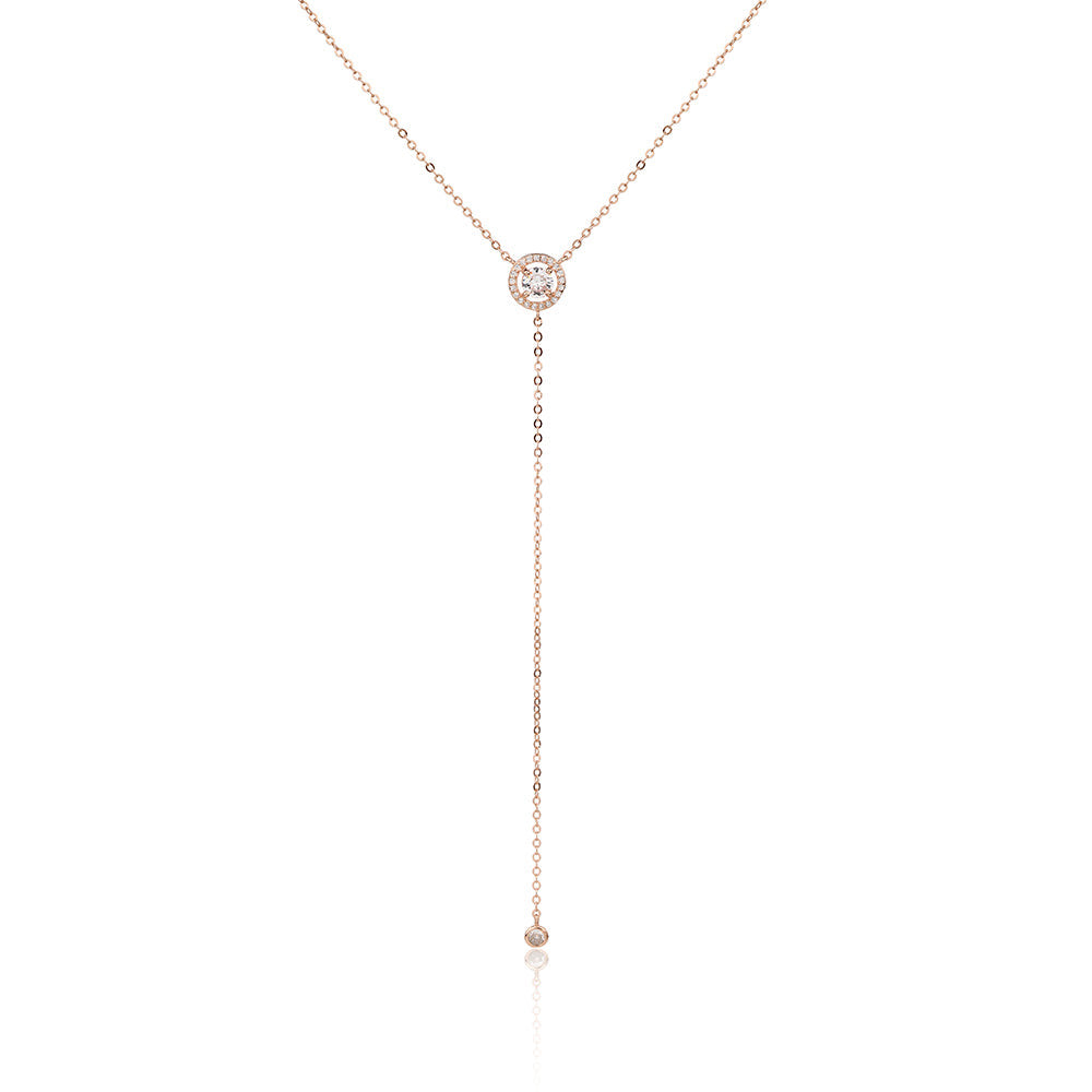 שרשרת עניבה נופלת משובצת בציפוי זהב אדום