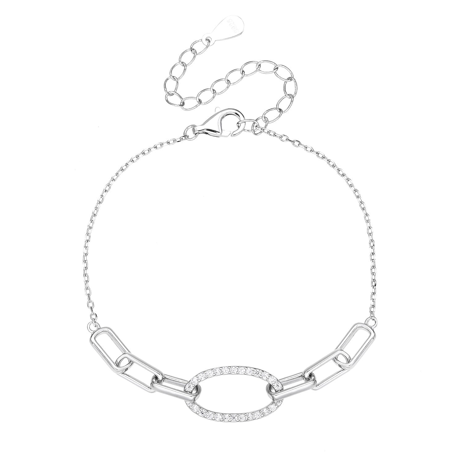 צמיד חוליות משובץ כסף 925