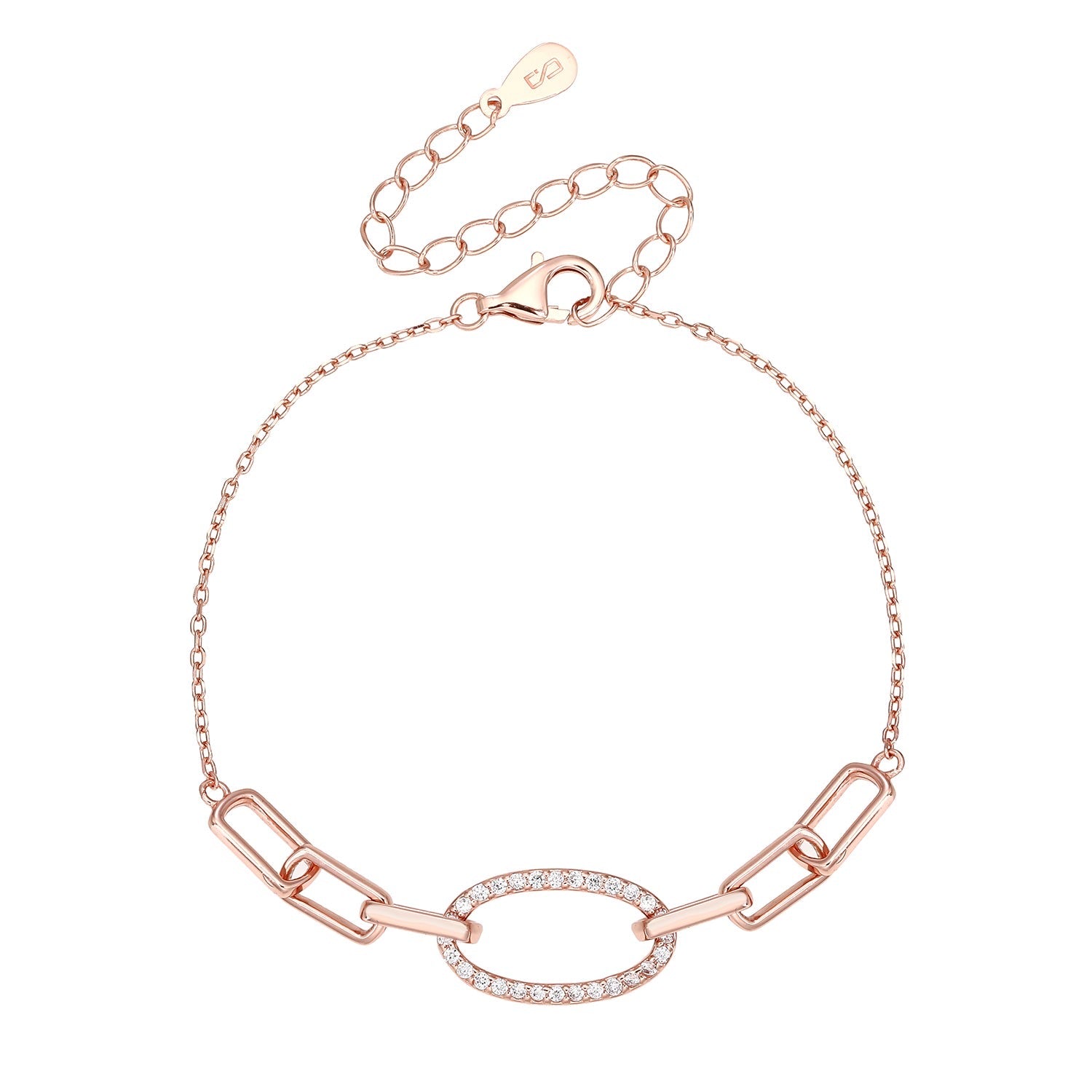 צמיד חוליות משובץ בציפוי זהב אדום