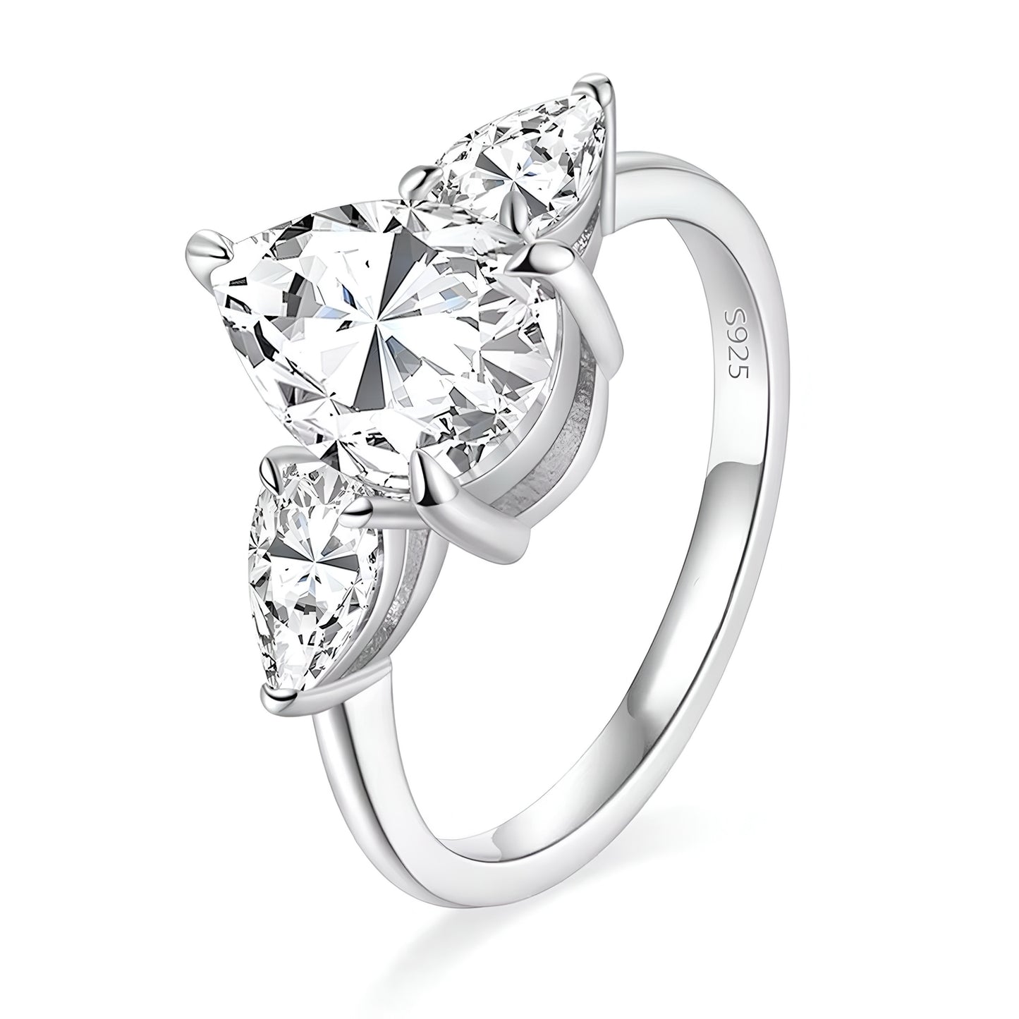 טבעת שלוש אבני טיפה כסף 925