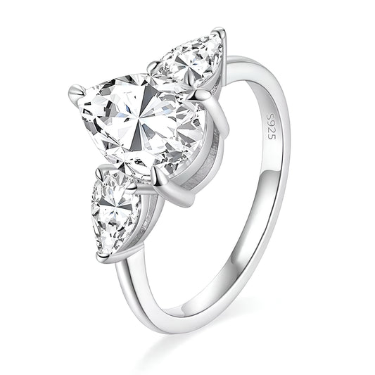 טבעת שלוש אבני טיפה כסף 925