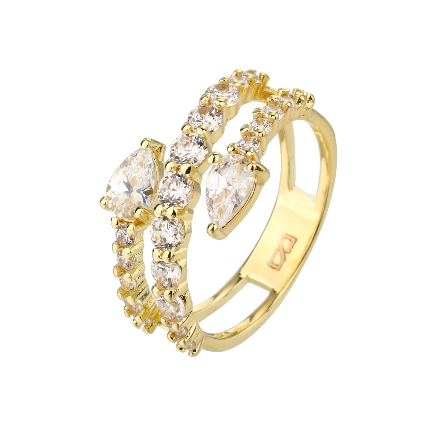 טבעת חבל משובצת בציפוי זהב