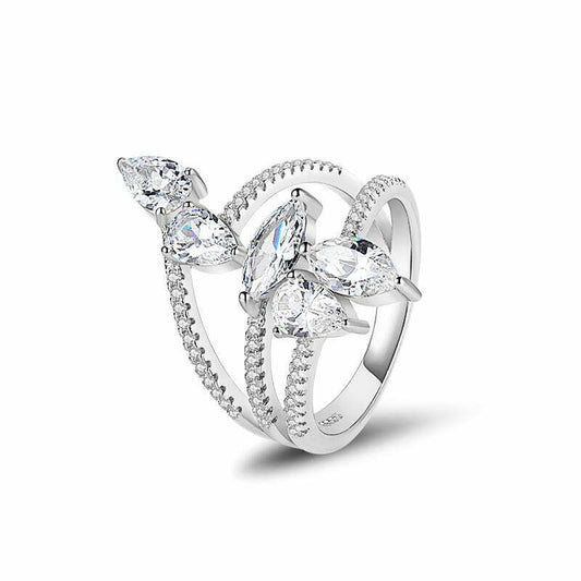 טבעת "פריחה קריסטלית" כסף 925 !BLING IT ON