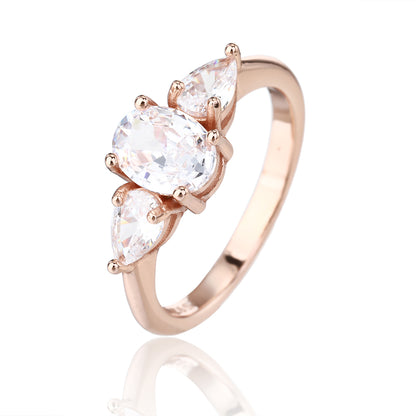 טבעת שלוש אבנים כסף 925 זהב אדום !BLING IT ON