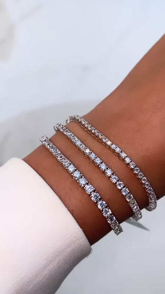 צמיד טניס 4 מ״מ Round Cut בציפוי רודיום Unisex